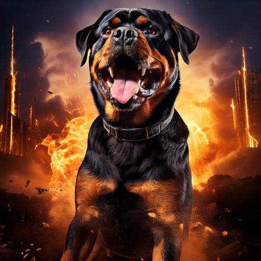 Rottweiler montrant sa puissance de mâchoire