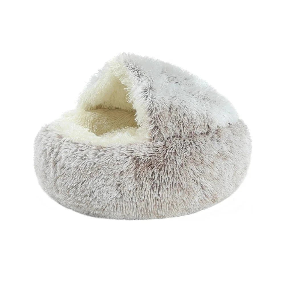 Lit rond en peluche pour chat, moelleux et chaud, sac de couchage 2 en 1, nid confortable pour petits chiens et chats.