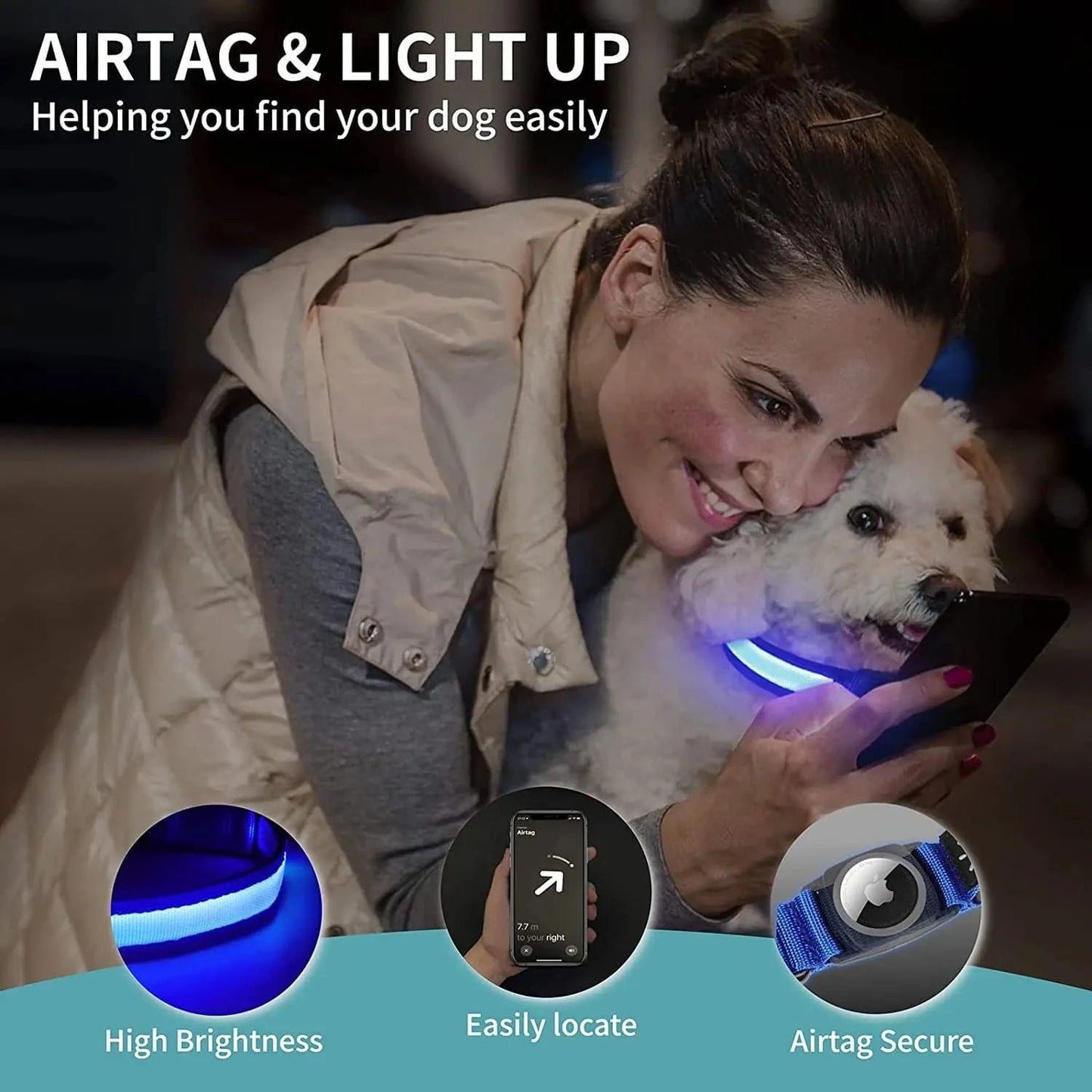 Collier GPS pour Chien Sans Abonnement - Compatible AirTag | Happet