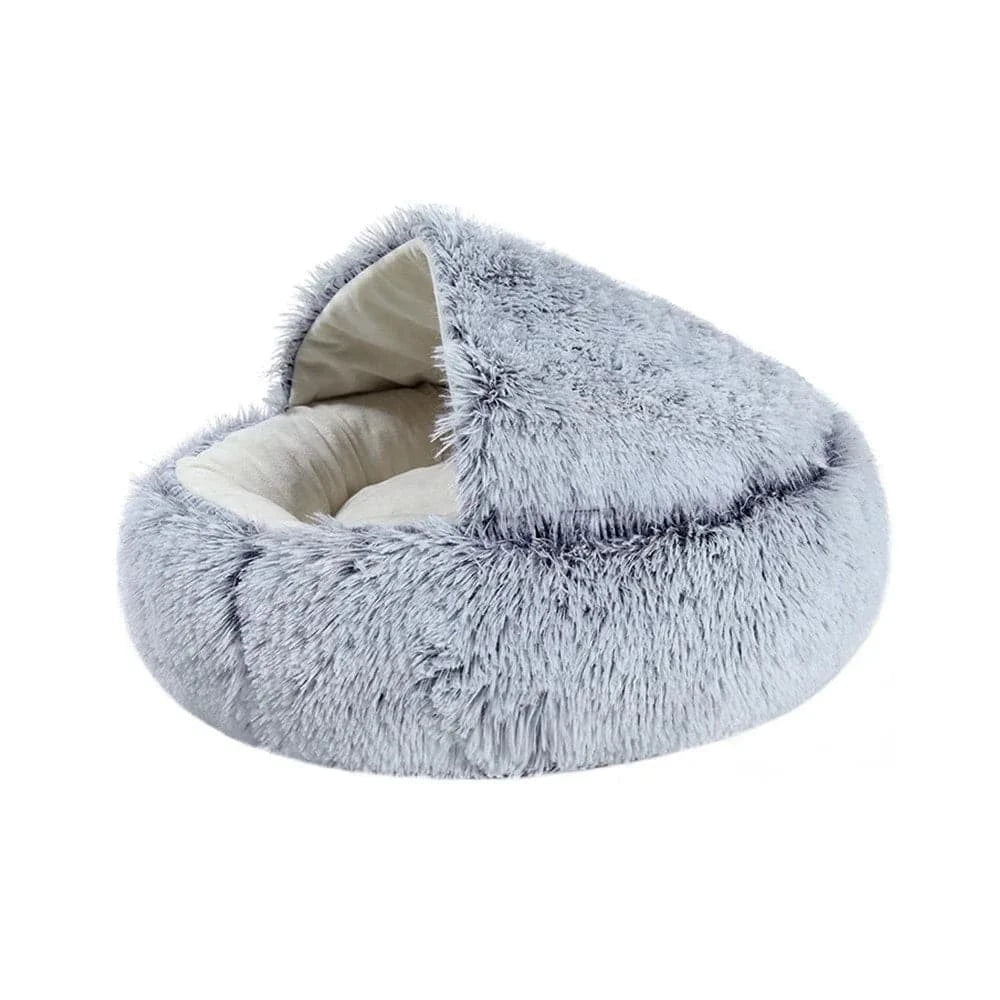 Lit rond en peluche pour chat, moelleux et chaud, sac de couchage 2 en 1, nid confortable pour petits chiens et chats.