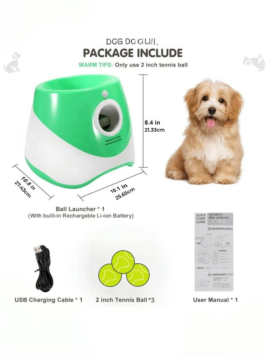 Lanceur automatique de balles pour chien, jouet interactif rechargeable par USB.