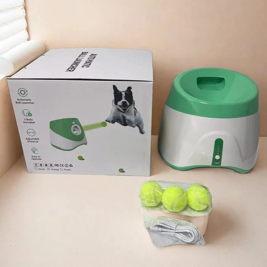 Lanceur automatique de balles pour chien, jouet interactif rechargeable par USB.