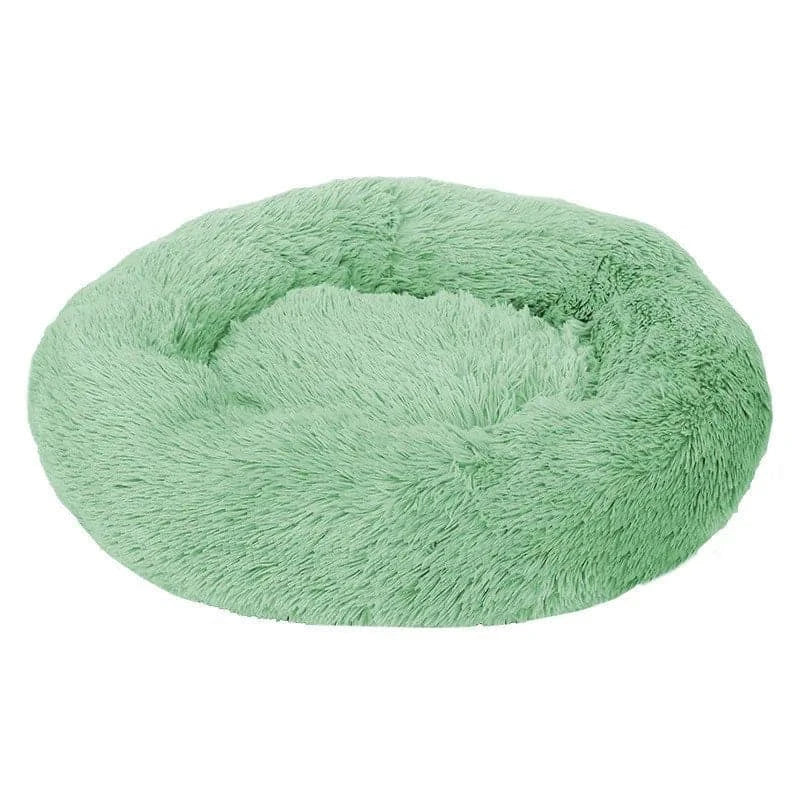 Lit cocoon rond pour chien et chat, moelleux et chaud, idéal pour l'hiver, doux et confortable pour un sommeil enveloppant.