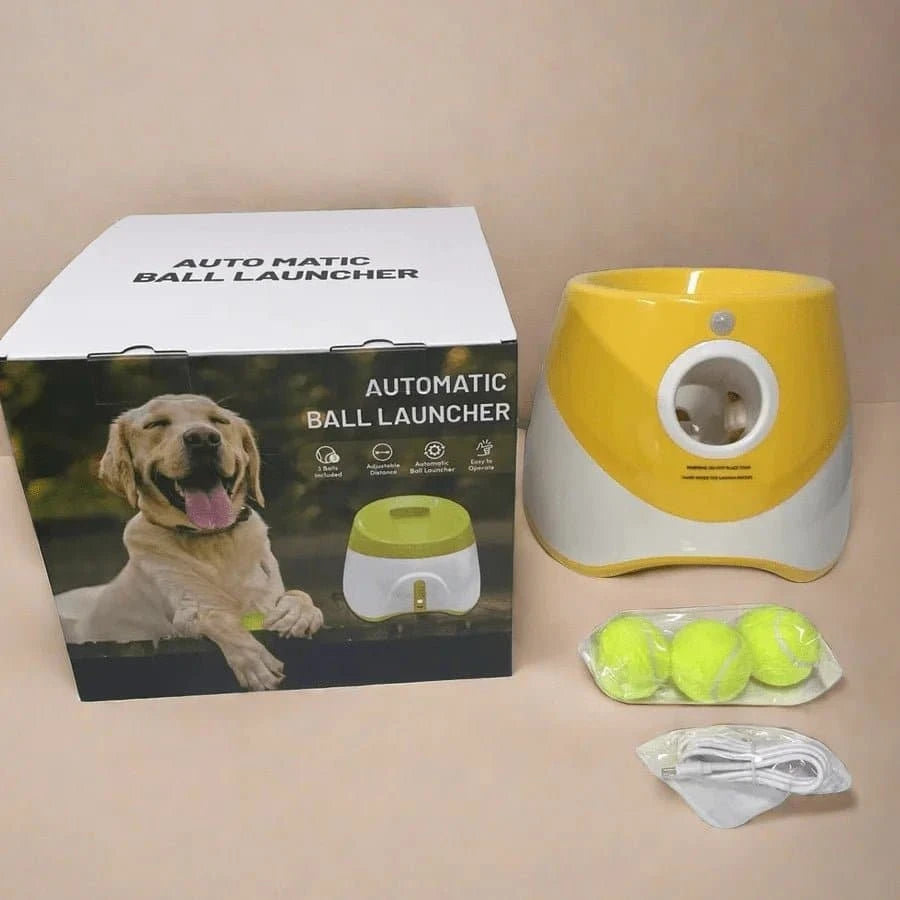 Lanceur automatique de balles pour chien, jouet interactif rechargeable par USB.