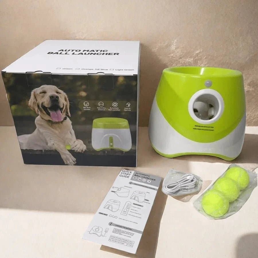 Lanceur automatique de balles pour chien, jouet interactif rechargeable par USB.