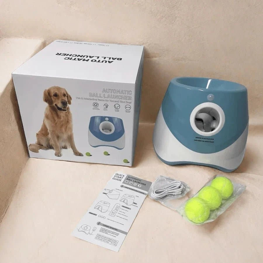 Lanceur automatique de balles pour chien, jouet interactif rechargeable par USB.